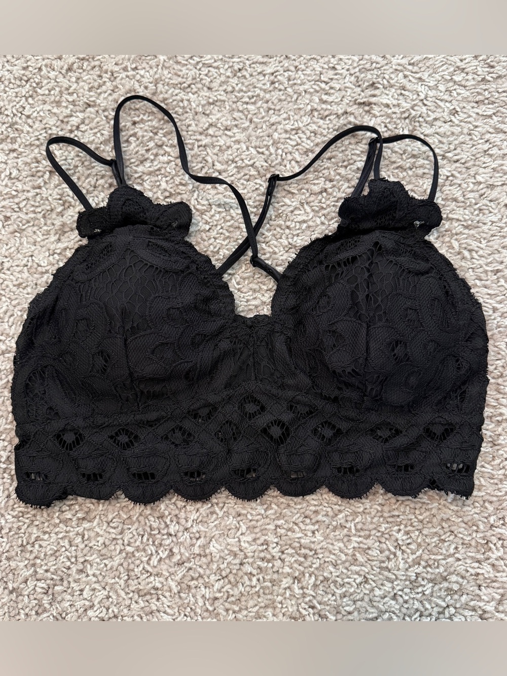 Wishlist Black Lace Bralette with Scalloped Trim
